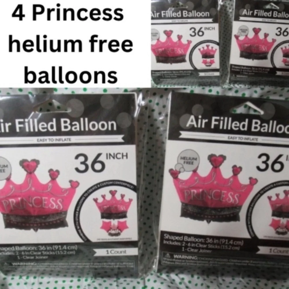 4 balloons helium free princess crown design pink 36 in blow them up your self